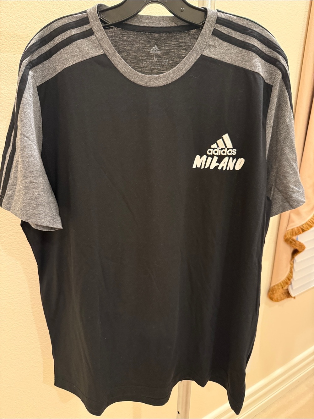 Adidas Men’s Milano Black and Gray Short Sleeve Crew Tee